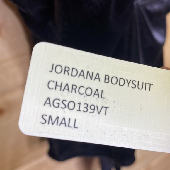Naked Princess Jordana Bodysuit Charcoal Grey Velvet Size Small NWT - Picture 8 of 9